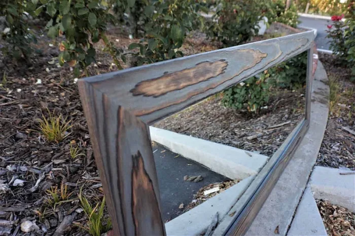 Gray wood mirror