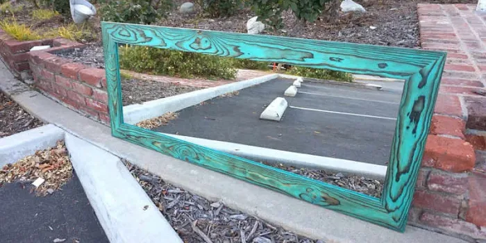 TURQUOISE WOOD MIRROR - Image 3