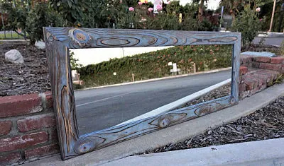 Blue framed mirror