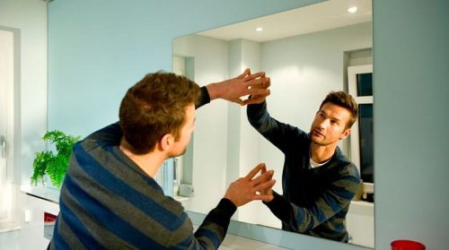 Mirror mount with double-sided tape