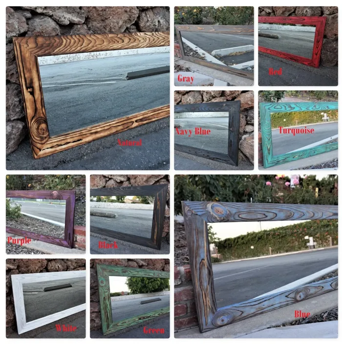 2 custom mirrors both 35h x 63.5w one green. one turquoise. for bryan h