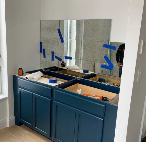 antique mirror tiles ,vintage mirror tiles, smoke effect Müller Designs