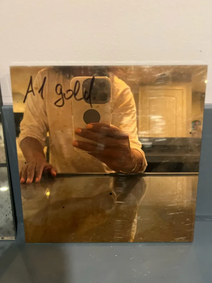 Custom Antique mirror Tiles 2 21.825'' x 21.825'' Units A1 gold  for Dee - Image 2